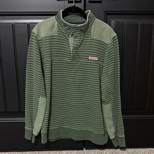 Vineyard Vines Olive Striped Pullover Large